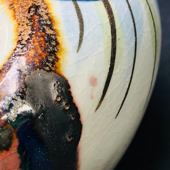 Vintage Ken Edwards Tonala Pottery DUCK, Folk Art Blue Bird Butterfly Florals - Picture 13 of 13